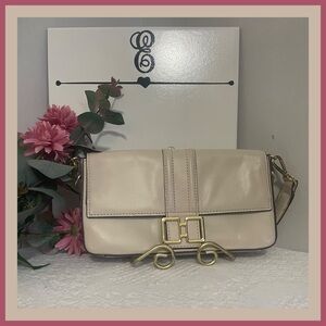 ANTONIO MELANI Cream  Bag with Gold Accents.